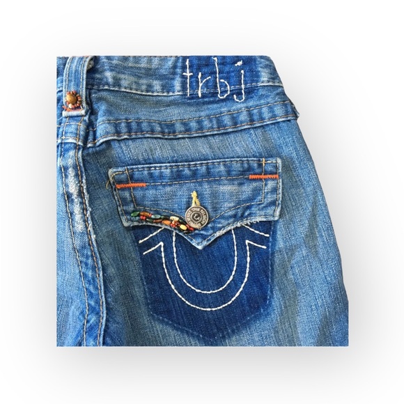 HTF: new True Religion ❉ Joey Vintage Beaded Cropped Crop Jeans ❉ Saddle Back 25 - Picture 6 of 17